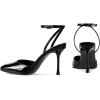 imagewetkiss Heels for Women Square Toe Pumps Ankle Strap Stiletto High Heels Patent Leather Pumps for Dress Wedding Party ClubPatent Black