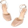 imagewetkiss Heels for Women Square Toe Pumps Ankle Strap Stiletto High Heels Patent Leather Pumps for Dress Wedding Party ClubPatent Nude