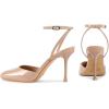 imagewetkiss Heels for Women Square Toe Pumps Ankle Strap Stiletto High Heels Patent Leather Pumps for Dress Wedding Party ClubPatent Nude