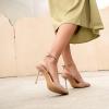 imagewetkiss Heels for Women Square Toe Pumps Ankle Strap Stiletto High Heels Patent Leather Pumps for Dress Wedding Party ClubPatent Nude