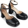 imagewetkiss Platform Chunky Heels Women Suitable for All Occasions Cute and Comfortable Block HeelBlack Matte