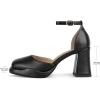 imagewetkiss Platform Chunky Heels Women Suitable for All Occasions Cute and Comfortable Block HeelBlack Matte
