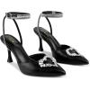 imagewetkiss Silver Heels for Bride  Sparkly Wedding Heels with Rhinestones Strappy Closed Toe Pumps for Women Formal Shoes315 Matte Black