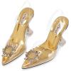 imagewetkiss Silver Heels for Bride  Sparkly Wedding Heels with Rhinestones Strappy Closed Toe Pumps for Women Formal Shoes394 Gold
