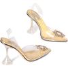 imagewetkiss Silver Heels for Bride  Sparkly Wedding Heels with Rhinestones Strappy Closed Toe Pumps for Women Formal Shoes394 Gold