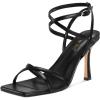imagewetkiss Strappy Heels Women Stiletto High Heeled Sandals Adjustable Ankle Strap Square Open Toe For Homecoming Party Dress WeddingBlack