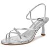 imagewetkiss Strappy Kitten Heels For Women Low Heel Comfy Sandals Adjustable Ankle Strap Round Open Toe For Homecoming Party Dress Wedding Gold Black White Red Silver AvailableMetal Silver