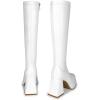 imagewetkiss Platform Knee High Boots Women Chunky High Heel Black Boots for Women Gogo Boot with Side Zipper Stretchy Boot Not for Bigger Wide CalfLowmattewhite