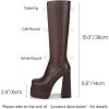 imagewetkiss Platform Knee High Boots Women Chunky High Heel Black Boots for Women Gogo Boot with Side Zipper Stretchy Boot Not for Bigger Wide CalfMatte Brown