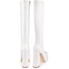 imagewetkiss Platform Knee High Boots Women Chunky High Heel Black Boots for Women Gogo Boot with Side Zipper Stretchy Boot Not for Bigger Wide CalfMatte White