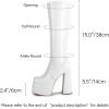 imagewetkiss Platform Knee High Boots Women Chunky High Heel Black Boots for Women Gogo Boot with Side Zipper Stretchy Boot Not for Bigger Wide CalfPatent White