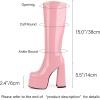 imagewetkiss Platform Knee High Boots Women Chunky High Heel Black Boots for Women Gogo Boot with Side Zipper Stretchy Boot Not for Bigger Wide CalfPatent Pink