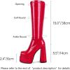 imagewetkiss Platform Knee High Boots Women Chunky High Heel Black Boots for Women Gogo Boot with Side Zipper Stretchy Boot Not for Bigger Wide CalfPatent Red