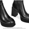 imagewetkiss Platform Knee High Boots Women Chunky High Heel Black Boots for Women Gogo Boot with Side Zipper Stretchy Boot Not for Bigger Wide CalfPlatform Chunkymatteblack