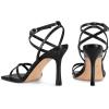 imagewetkiss Strappy Heels Women Stiletto High Heeled Sandals Adjustable Ankle Strap Square Open Toe For Homecoming Party Dress WeddingBlack