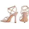 imagewetkiss Strappy Heels Women Stiletto High Heeled Sandals Adjustable Ankle Strap Square Open Toe For Homecoming Party Dress WeddingNude