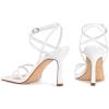 imagewetkiss Strappy Heels Women Stiletto High Heeled Sandals Adjustable Ankle Strap Square Open Toe For Homecoming Party Dress WeddingWhite