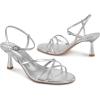 imagewetkiss Strappy Kitten Heels For Women Low Heel Comfy Sandals Adjustable Ankle Strap Round Open Toe For Homecoming Party Dress Wedding Gold Black White Red Silver AvailableMetal Silver