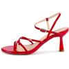 imagewetkiss Strappy Kitten Heels For Women Low Heel Comfy Sandals Adjustable Ankle Strap Round Open Toe For Homecoming Party Dress Wedding Gold Black White Red Silver AvailableRed