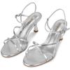 imagewetkiss Strappy Kitten Heels For Women Low Heel Comfy Sandals Adjustable Ankle Strap Round Open Toe For Homecoming Party Dress Wedding Gold Black White Red Silver AvailableMetal Silver
