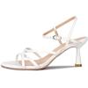 imagewetkiss Strappy Kitten Heels For Women Low Heel Comfy Sandals Adjustable Ankle Strap Round Open Toe For Homecoming Party Dress Wedding Gold Black White Red Silver AvailableWhite