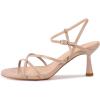 imagewetkiss Strappy Kitten Heels For Women Low Heel Comfy Sandals Adjustable Ankle Strap Round Open Toe For Homecoming Party Dress Wedding Gold Black White Red Silver AvailableNude
