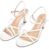imagewetkiss Strappy Kitten Heels For Women Low Heel Comfy Sandals Adjustable Ankle Strap Round Open Toe For Homecoming Party Dress Wedding Gold Black White Red Silver AvailableMatte White