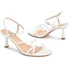 imagewetkiss Strappy Kitten Heels For Women Low Heel Comfy Sandals Adjustable Ankle Strap Round Open Toe For Homecoming Party Dress Wedding Gold Black White Red Silver AvailableMatte White