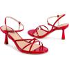 imagewetkiss Strappy Kitten Heels For Women Low Heel Comfy Sandals Adjustable Ankle Strap Round Open Toe For Homecoming Party Dress Wedding Gold Black White Red Silver AvailableRed