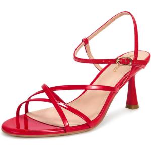 imagewetkiss Strappy Kitten Heels For Women Low Heel Comfy Sandals Adjustable Ankle Strap Round Open Toe For Homecoming Party Dress Wedding Gold Black White Red Silver AvailablePatent Red