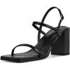 imagewetkiss Chunky Heels for Women with Square Toe Ankle Strap and Chunky Heel Design Comfortable and SassyBlack