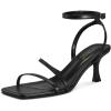 imagewetkiss Kitten Heels for Women Heels Sandals Low Heels Cute Strappy Heels Square Toe Comfortable HeelsBlack