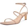 imagewetkiss Low Heel Kitten Strappy Heels for Women with Square Toe Ankle Strap Heeled Sandals for Dress Wedding Party Club Date WorkMatte Nude