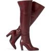 imagewetkiss Thigh High Boots for Women Over the Knee Boots with Chunky Heel Side Zipper Wide Calf Design Stylish and ComfyBurgundy