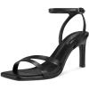 imagewetkiss Womens Heels Square Open Toe Strappy High Heels with Buckle Ankle Strap Heeled Sandals for Women Party Wedding DailyBlack