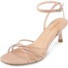 imagewetkiss Womens Sandals Round Open Toe Kitten Heels Adjustable Ankle Strap Low Heels Heeled Sandals for Women Summer Dress Shoes Not Suitable for Wide FeetNude