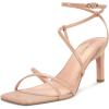 imagewetkiss Womens Sandals Square Open Toe Strappy Heels Ankle Strap High Heel Sandals Comfort Dress Party ShoesNude