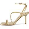imagewetkiss Womens Sandals Square Toe Strappy Heels Ankle Strap Sexy Stiletto High Heel for Women Summer Dress Shoes WeddingLight Gold