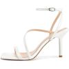 imagewetkiss Womens Sandals Square Toe Strappy Heels Ankle Strap Sexy Stiletto High Heel for Women Summer Dress Shoes WeddingWhite