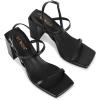 imagewetkiss Chunky Heels for Women with Square Toe Ankle Strap and Chunky Heel Design Comfortable and SassyBlack