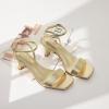 imagewetkiss Kitten Heels Women Heels Sandals Low Heels Cute Heels Strappy Heels Square Toe Heels Black Nude GoldGold
