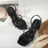 imagewetkiss Kitten Heels Women Heels Sandals Low Heels Cute Heels Strappy Heels Square Toe Heels Black Nude GoldMatte Black