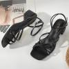 imagewetkiss Kitten Heels Women Heels Sandals Low Heels Cute Heels Strappy Heels Square Toe Heels Black Nude GoldMatte Black