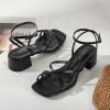 imagewetkiss Kitten Heels Women Heels Sandals Low Heels Cute Heels Strappy Heels Square Toe Heels Black Nude GoldMatte Black