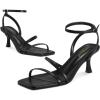 imagewetkiss Kitten Heels for Women Heels Sandals Low Heels Cute Strappy Heels Square Toe Comfortable HeelsBlack