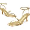 imagewetkiss Kitten Heels for Women Heels Sandals Low Heels Cute Strappy Heels Square Toe Comfortable HeelsGold