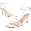 imagewetkiss Kitten Heels for Women Heels Sandals Low Heels Cute Strappy Heels Square Toe Comfortable HeelsWhite