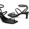 imagewetkiss Low Heel Kitten Strappy Heels for Women with Square Toe Ankle Strap Heeled Sandals for Dress Wedding Party Club Date WorkMatte Black