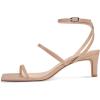 imagewetkiss Low Heel Kitten Strappy Heels for Women with Square Toe Ankle Strap Heeled Sandals for Dress Wedding Party Club Date WorkMatte Nude