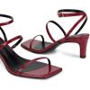 imagewetkiss Low Heel Kitten Strappy Heels for Women with Square Toe Ankle Strap Heeled Sandals for Dress Wedding Party Club Date WorkPatent Red